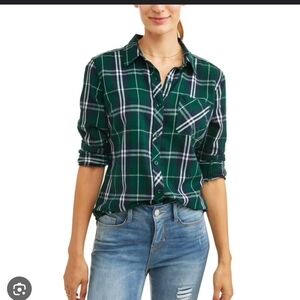 Green Plaid Sanctuary Button-Up Shirt